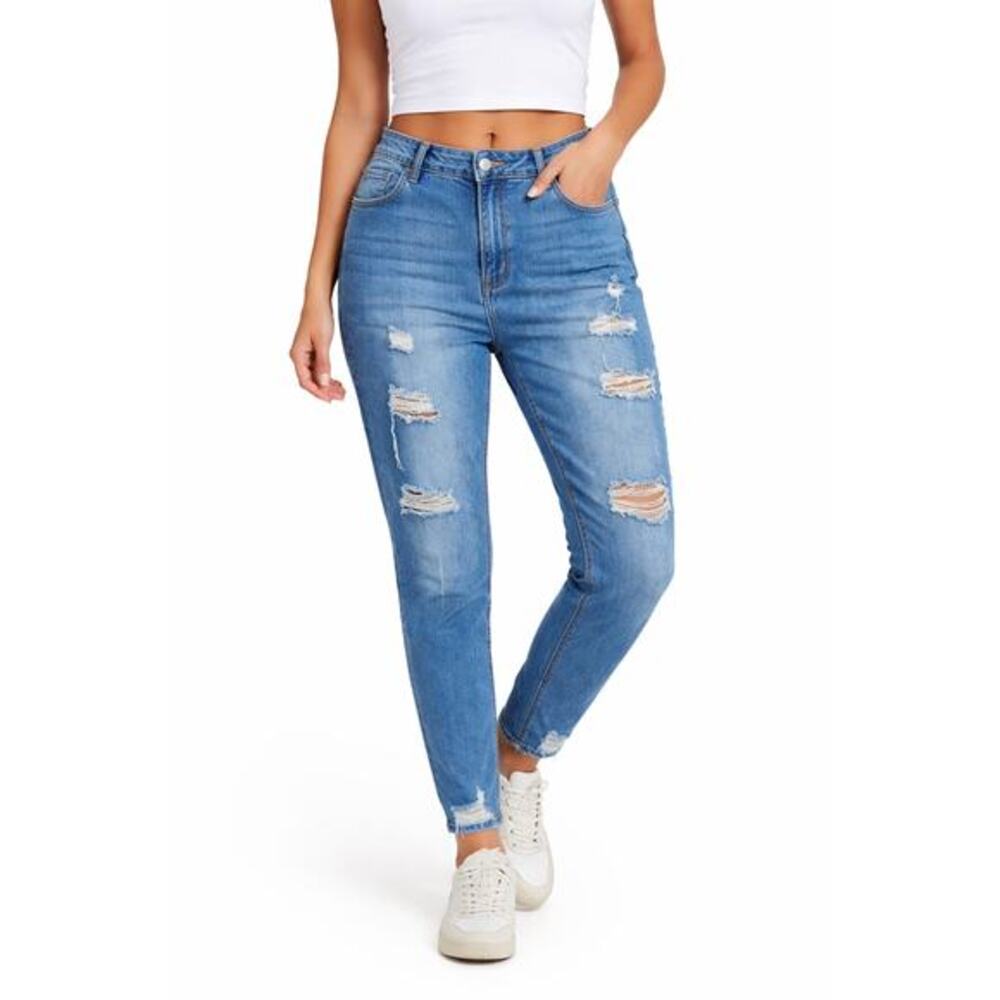 Encore Jeans Blue Denim Skinny Distressed Medium Wash Stretch Size‎ 20